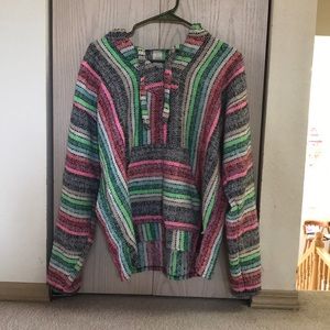 Colorful Sweatshirt Poncho Hoodie